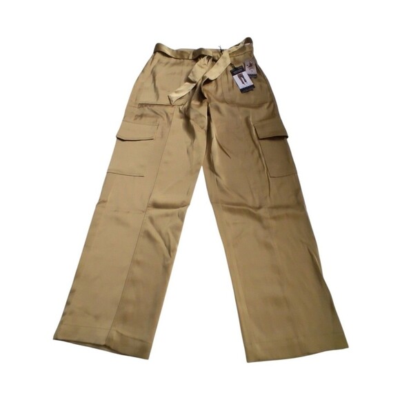 sofia by sofia vergara Pants - Sofia by sofia vergara Women's Silk Cargo Wide-Leg Pants in Tan New Size 12